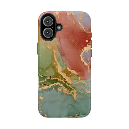 Emerald Orange Marble iPhone Case - Green Marble Case with Luxe Gold Swirls