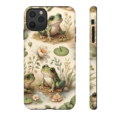 Cute Frogs Phone Case - Pond Pals Frolic - Charming Frog Lily Pad Phone Case for iPhone, Google & Samsung! Great Gift For Any Frog Lover!