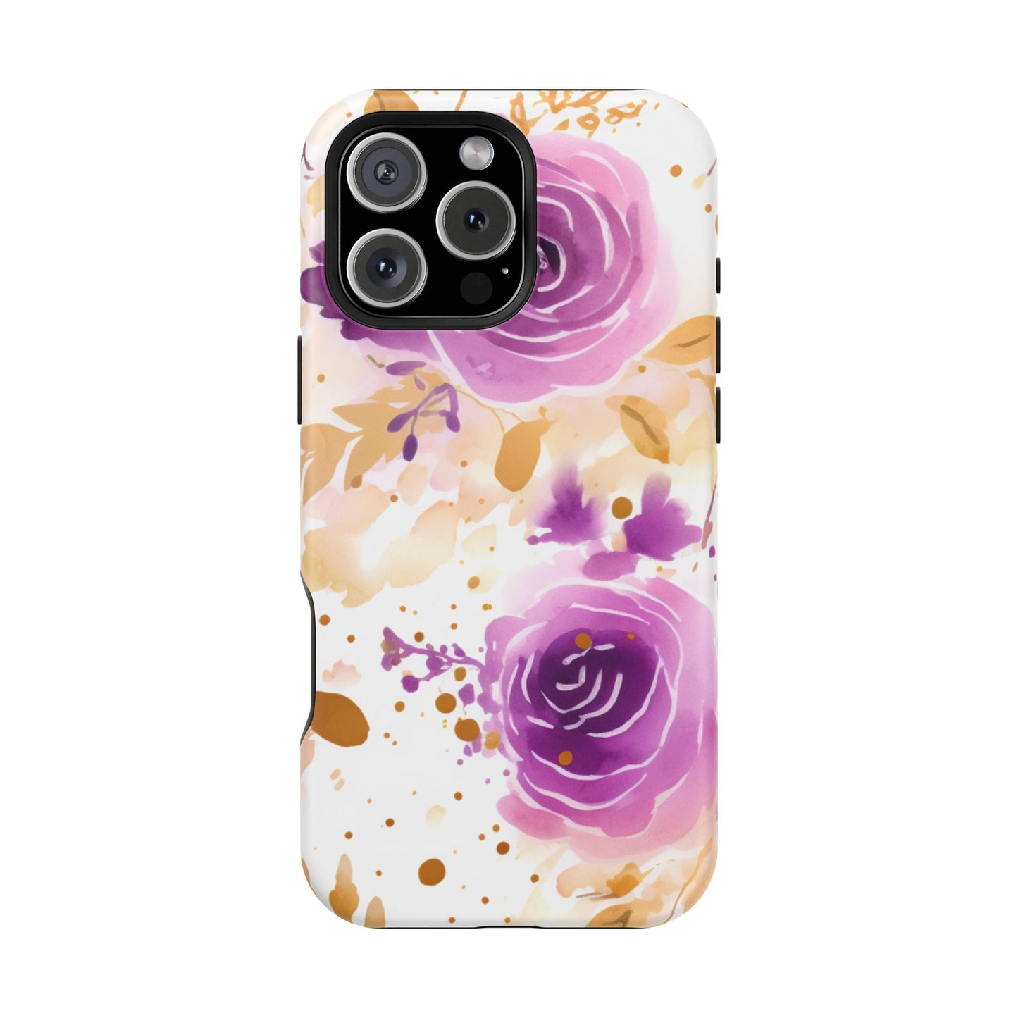 Soft Purple & Gold Floral Splash - MagSafe iPhone Series Case