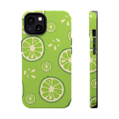 Zesty Lime Splash Tough MagSafe iPhone Case – Fresh Citrus Design, Dual-Layer Protection