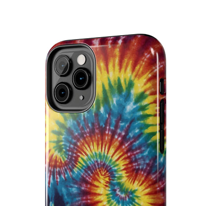 Retro Tie-Dye Swirl iPhone Case – Rainbow Spiral Design