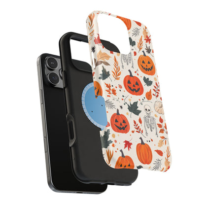 Halloween Pumpkin & Skeleton MagSafe iPhone Case – Spooky Autumn Design