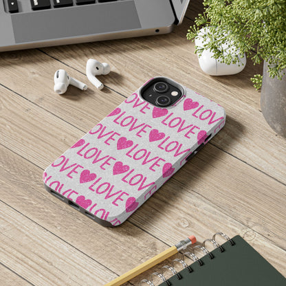 Pink Glitter Love Pattern – iPhone Series Case