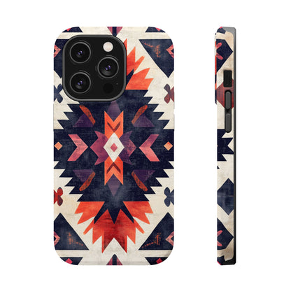 Boho Tribal Starburst Tough MagSafe iPhone Case – Vibrant Geometric Design, Dual-Layer Protection