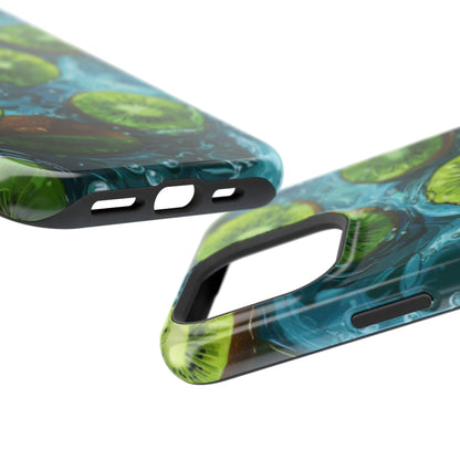 Tropical Kiwi Splash MagSafe iPhone Case – Tough Dual-Layer, Vibrant Summer Design