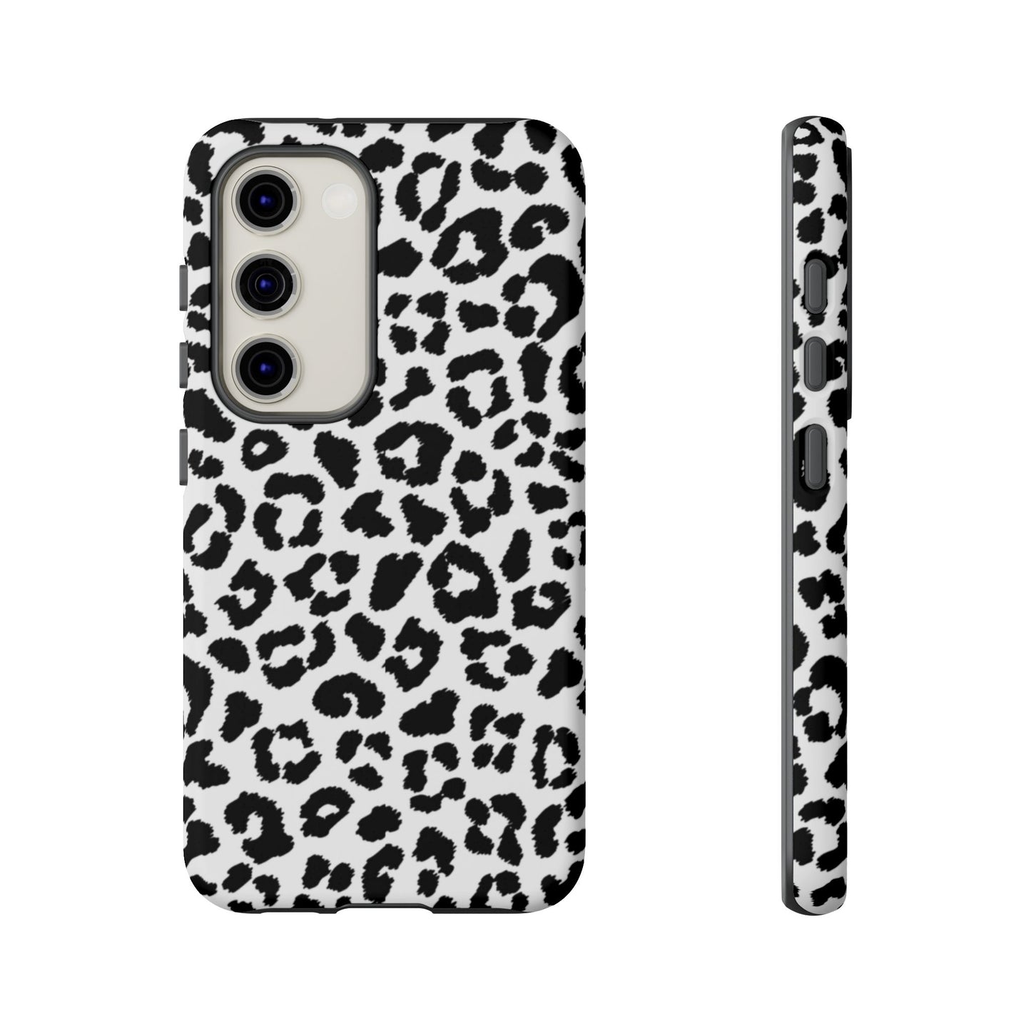 Monochrome Leopard Print Tough Samsung Galaxy Case – Classic Black and White Design with Dual-Layer Protection