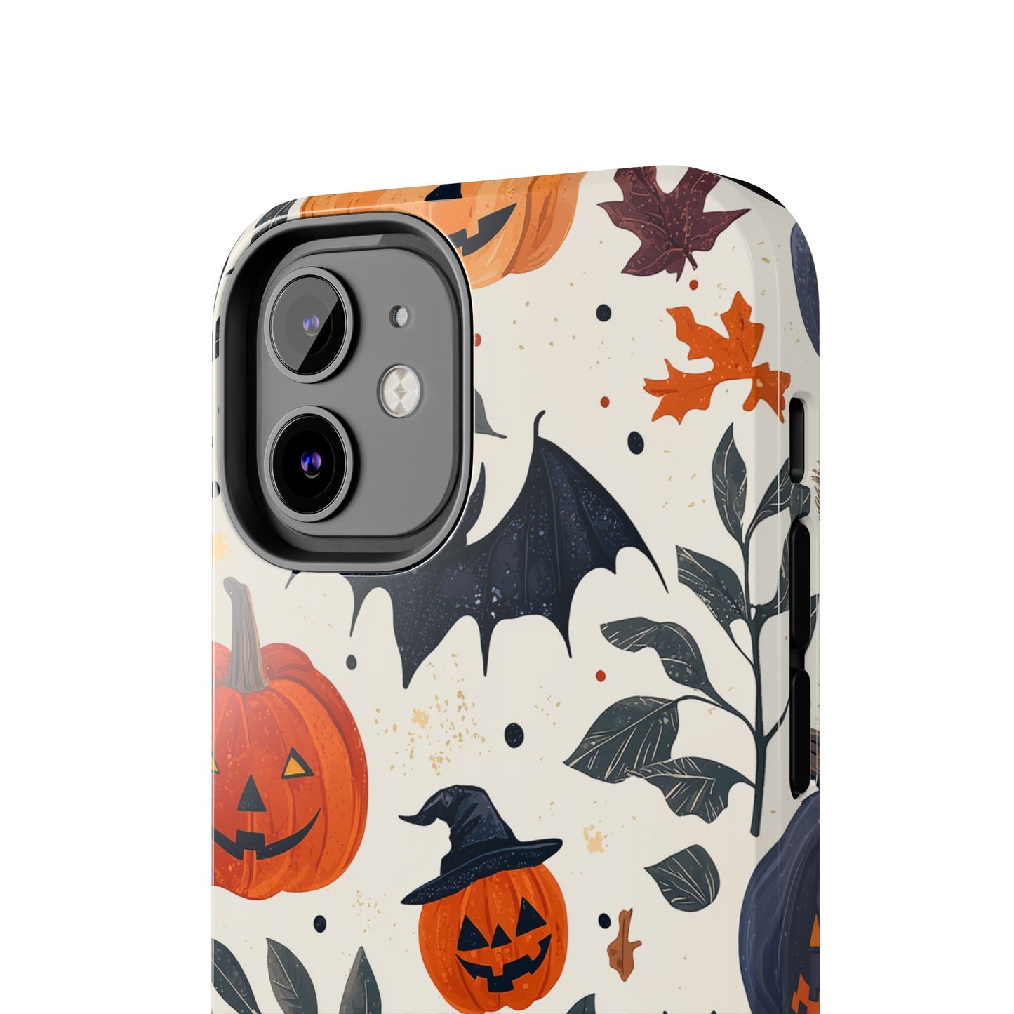 Spooky Halloween iPhone Case – Pumpkins, Bats, and Spider Design