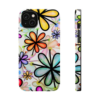 Retro Floral Pop MagSafe iPhone Case – Ultra-Slim Design, High-Gloss Finish