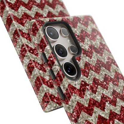 Sparkling Red & White Chevron – Glitter Illusion MagSafe iPhone Case