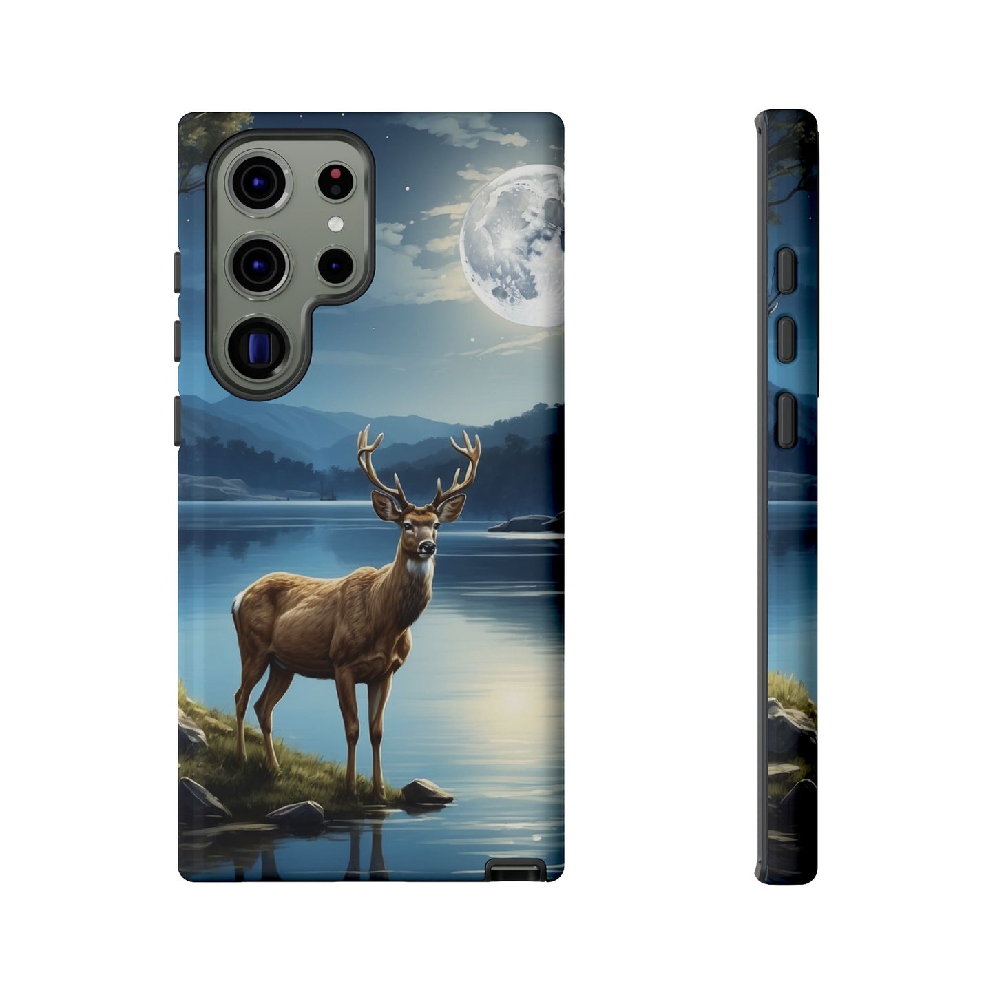 Moonlit Elegance: Stag by the Lake – Samsung Galaxy Case