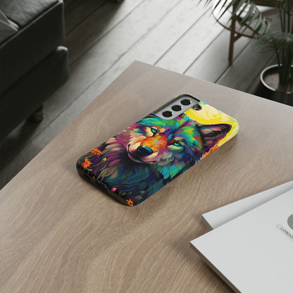 Rainbow Wolf in Bloom – Samsung Galaxy Case with Vivid Nature Design