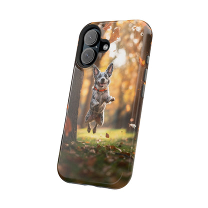 Energetic Blue Heeler Forest Pup MagSafe iPhone Case – Durable Outdoor-Inspired Design