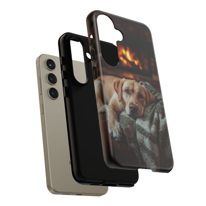 Cozy Labrador by Fireplace Samsung Galaxy Case – Rustic Cabin Protective Cover