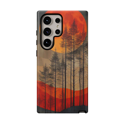 Moody Forest Moonrise Samsung Galaxy Case – Dark Landscape Design, Dual-Layer Protection