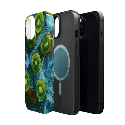 Tropical Kiwi Splash MagSafe iPhone Case – Tough Dual-Layer, Vibrant Summer Design