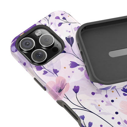 Purple Floral Bliss MagSafe iPhone Case – Delicate Blossom Design