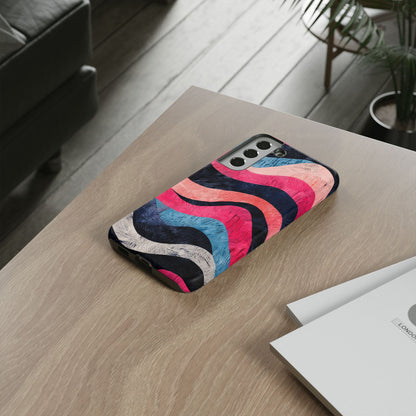 Abstract Wave Pattern Samsung Galaxy Case – Shockproof, Matte Finish, Dual-Layer Protection