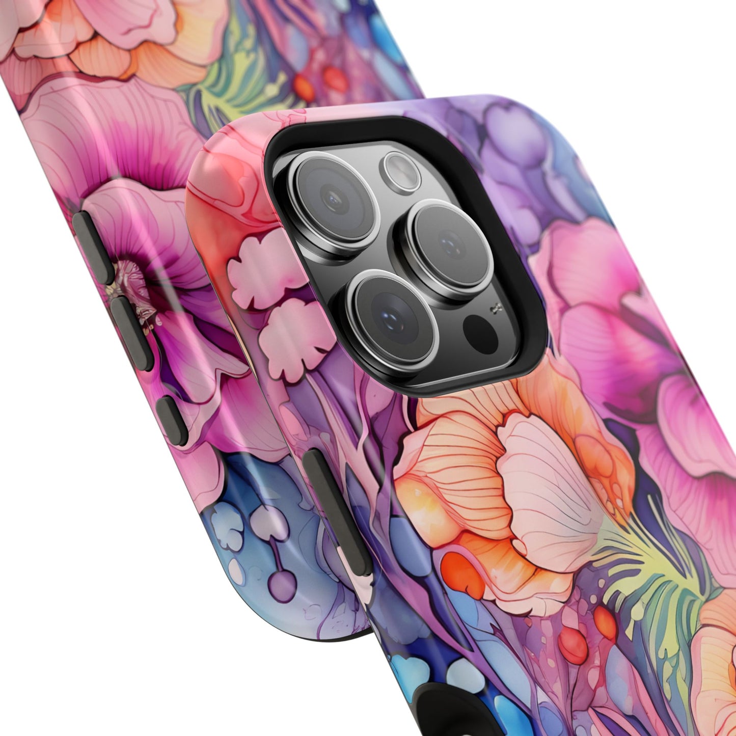 Bright Watercolor Floral Splash MagSafe iPhone Series Case – Bold Artistic Design