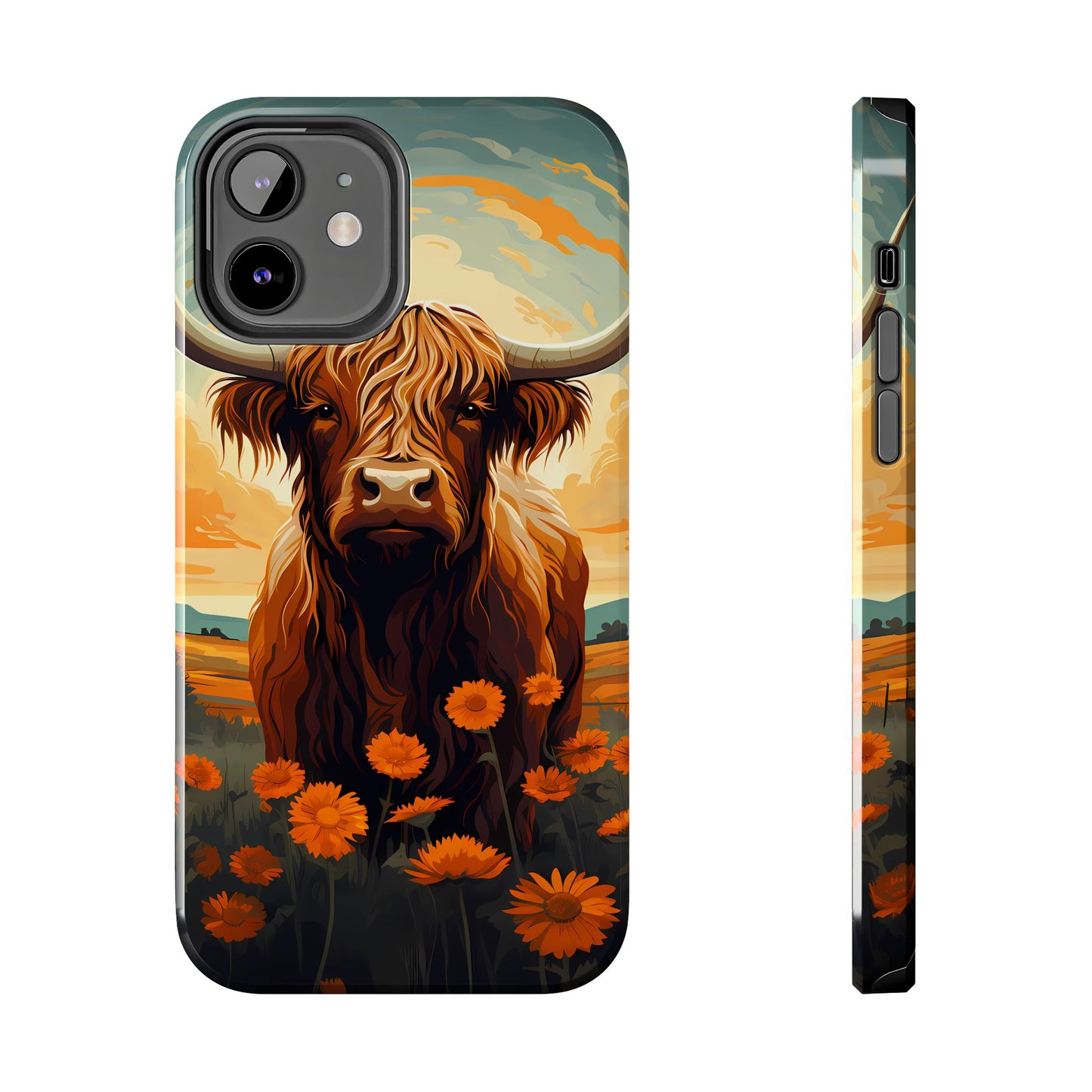 Highland Cow Case | Rustic Farmhouse Floral Design