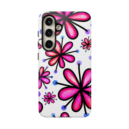 Pink Retro Bloom Samsung Galaxy Case – Ultra-Slim Design, Glossy Finish