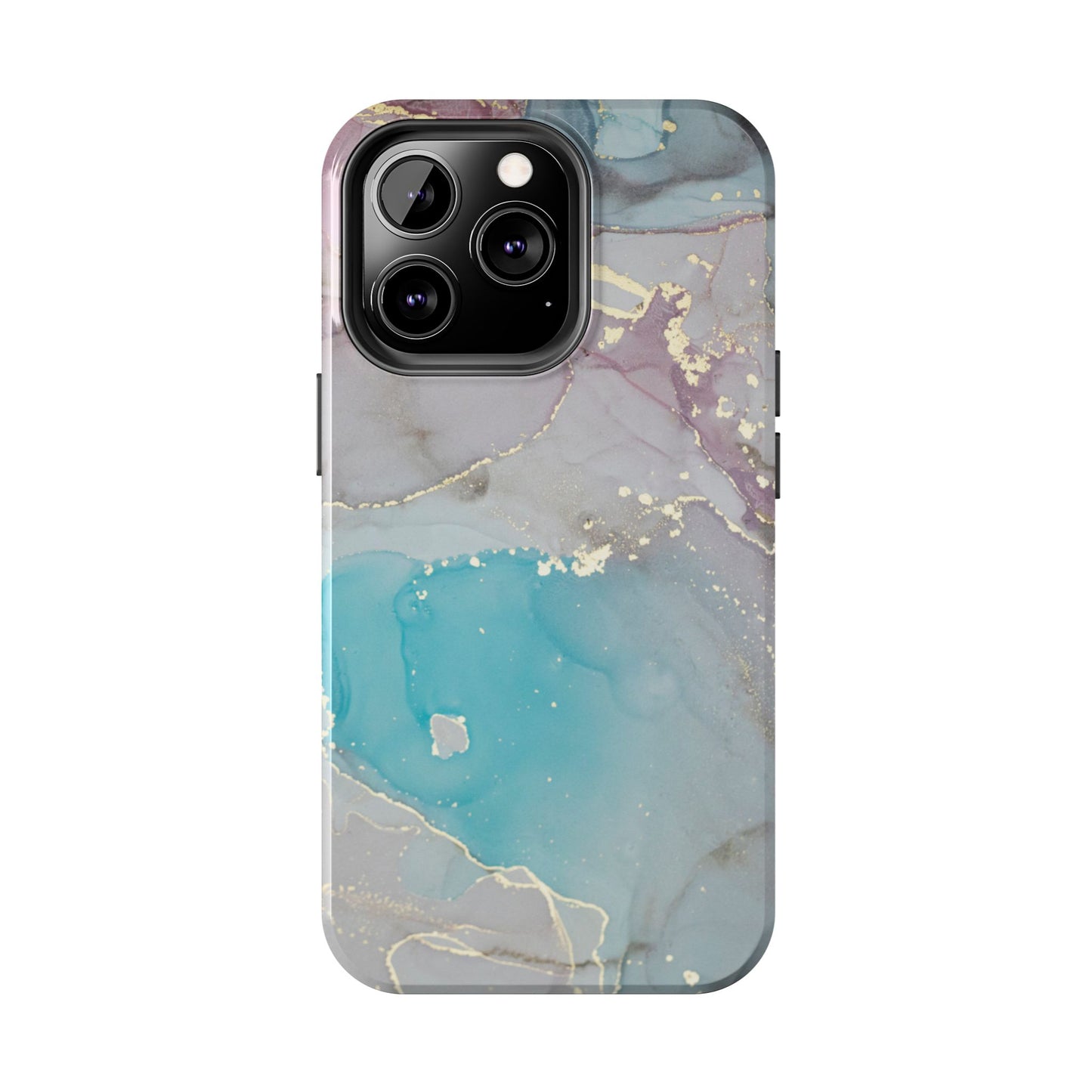 Sky Blue & Purple Marble Wave – iPhone Case with Fluid Swirl Pattern