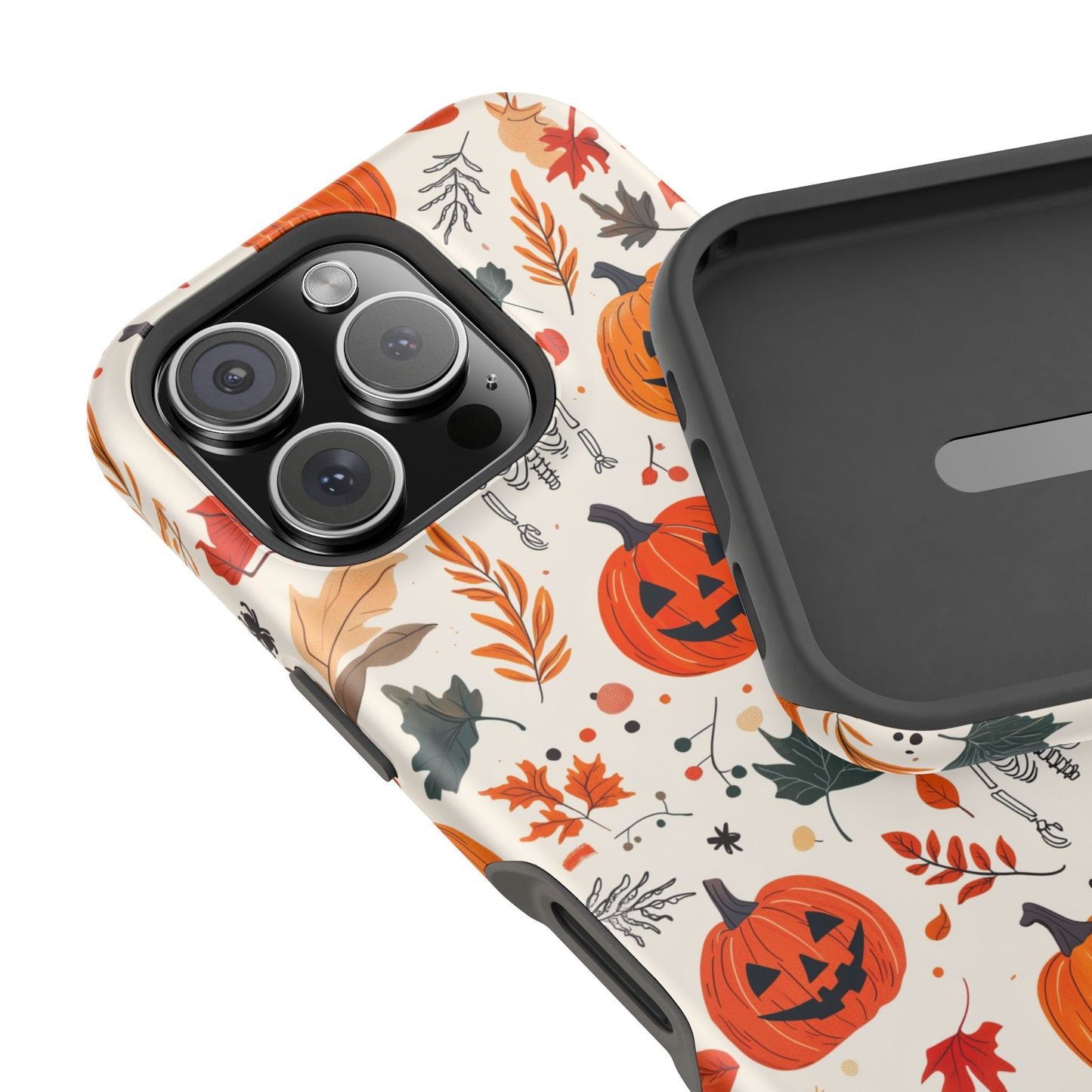 Halloween Pumpkin & Skeleton MagSafe iPhone Case – Spooky Autumn Design