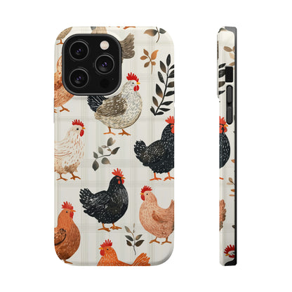 MagSafe iPhone Case: Vintage Chicken & Leaves – Farmhouse Style Case