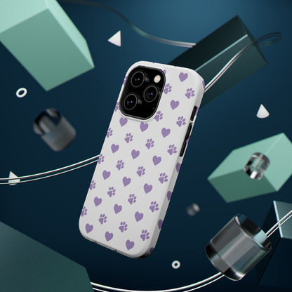 Paw Prints & Hearts – MagSafe iPhone Case with Adorable Pet-Lover Design