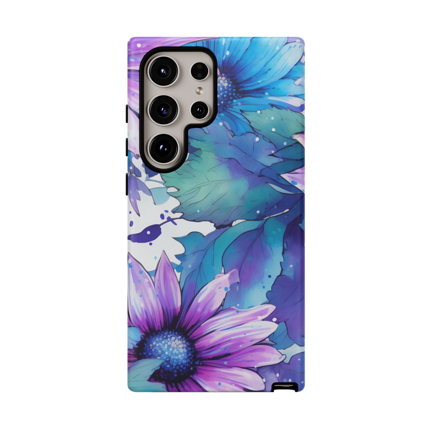 Purple & Teal Watercolor Floral Samsung Galaxy Case - Artistic Flower Design