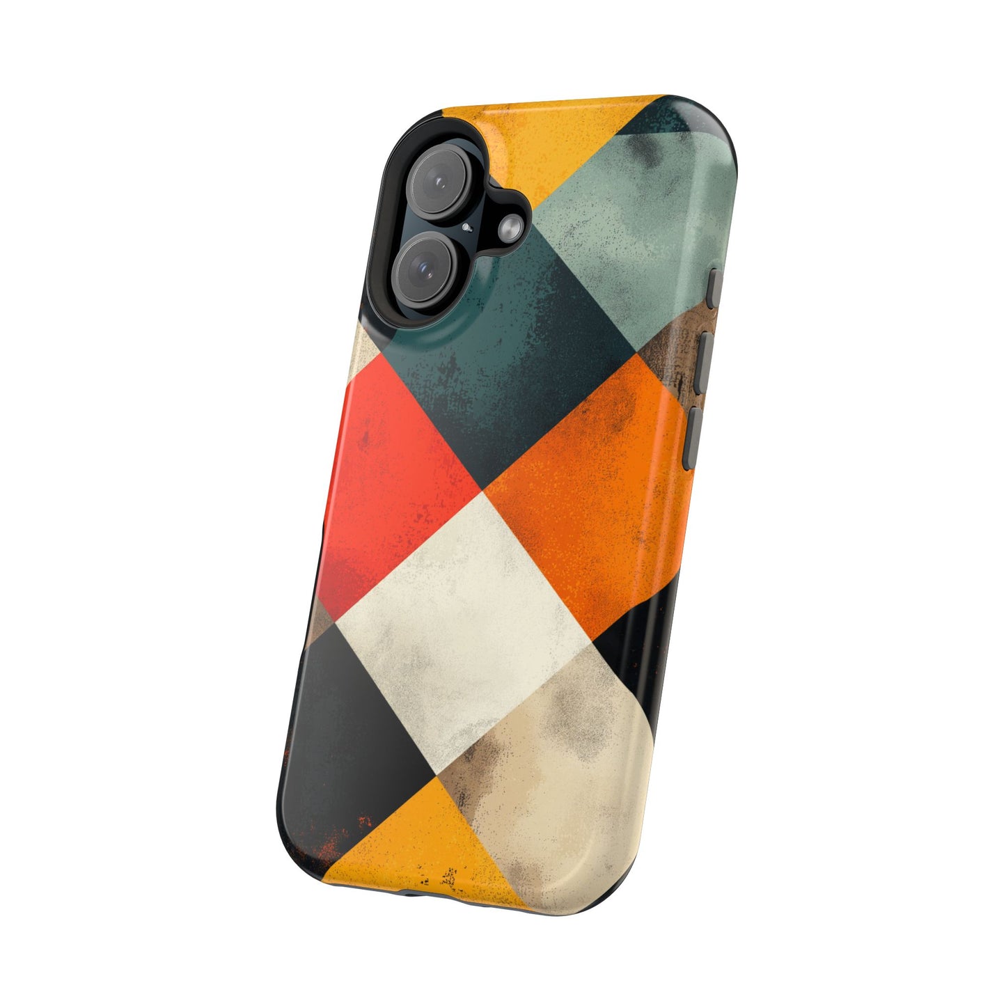 Geometric Retro MagSafe iPhone Case - Colorful Checkered Protective Cover