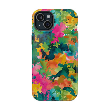 Vibrant Watercolor Splash MagSafe Case – Colorful Abstract Design with MagSafe Compatibility