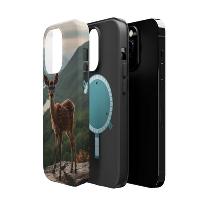 Majestic Fawn Overlooking Mountain Vista MagSafe iPhone Case