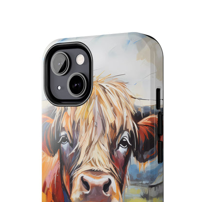 Cute Western Phone Case | Highland Cow | Robust Rocky Mountain-Inspired | Expressionism | Fresco