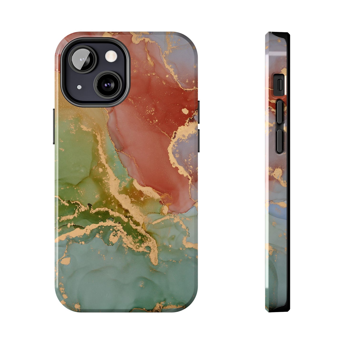 Emerald Orange Marble iPhone Case - Green Marble Case with Luxe Gold Swirls