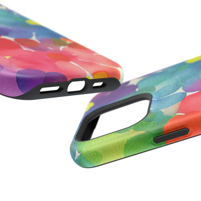 Rainbow Bloom Watercolor MagSafe iPhone Case – Slim Design, Glossy Finish