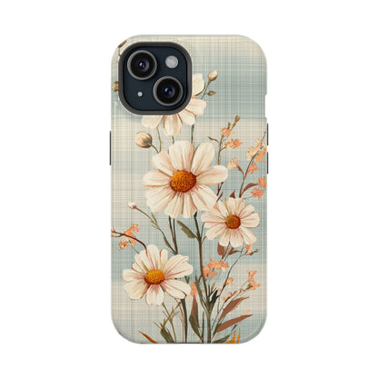 Pastel Green Daisy MagSafe iPhone Case - Floral Plaid Protective Cover