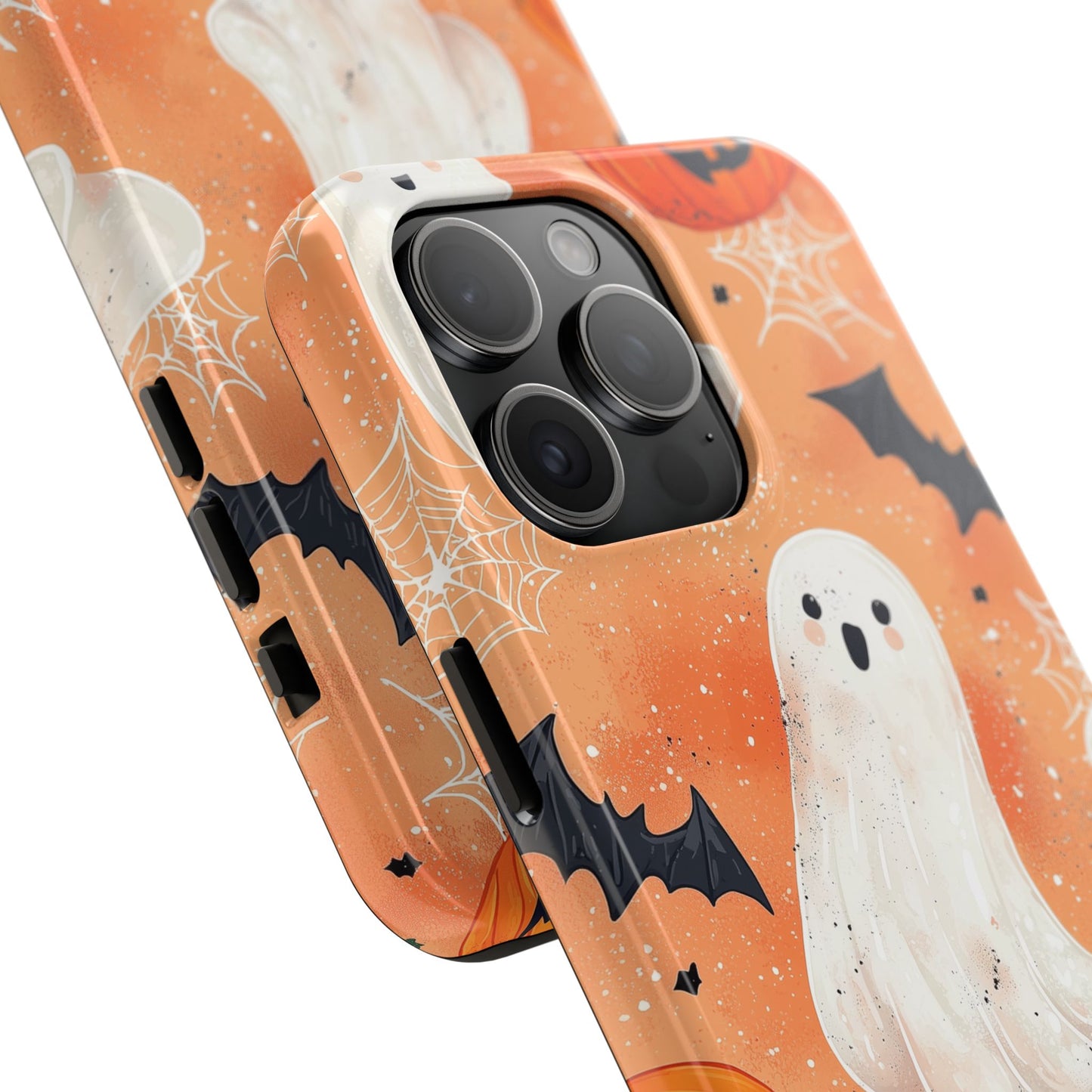 Spooky Cute Ghost iPhone Case – Halloween Ghosts, Pumpkins, Bats & Cobwebs Design