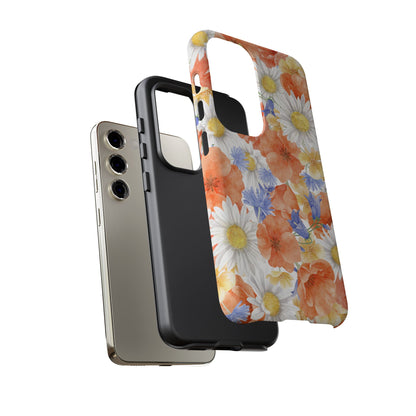 Watercolor Wildflower Pattern Samsung Galaxy Case – Durable Matte Finish with Daisy, Poppy & Cornflower Design