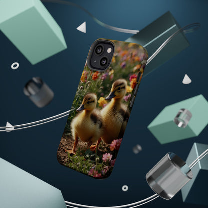 Charming Ducklings in Floral Garden - MagSafe iPhone Case