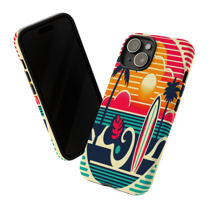 Retro Beach Vibes iPhone Case - Sunset Surfing Protective Cover