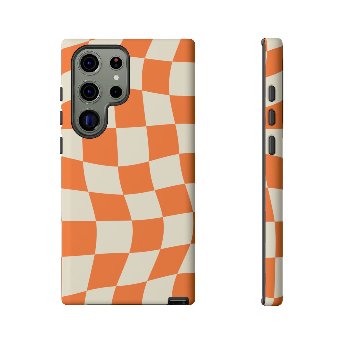 Wavy Retro Checkerboard Samsung Galaxy Case – Shockproof, Matte Finish, Dual-Layer Protection