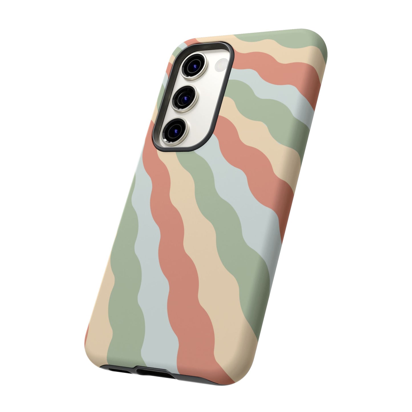 Earthy Retro Waves Samsung Galaxy Case – 70s-Inspired Wavy Stripes in Soft Green, Cream, and Rust