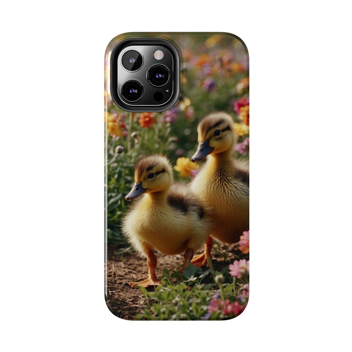 Charming Ducklings in Floral Garden - iPhone Case