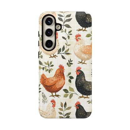 Samsung Galaxy Case: Vintage Chicken Farmhouse Case – Rustic Leaves Design