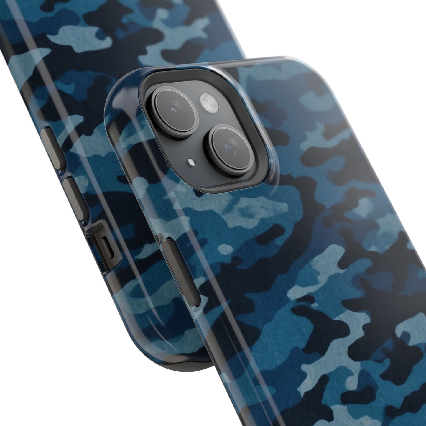 Dark Blue Camouflage – MagSafe iPhone Case with Modern Rugged Style