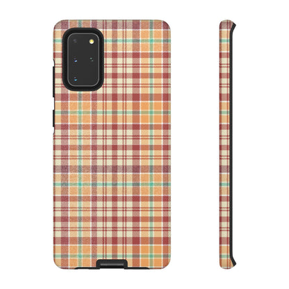 Retro Chic Plaid Samsung Galaxy Case in Red, Orange, Green & Cream – Timeless Vintage Design