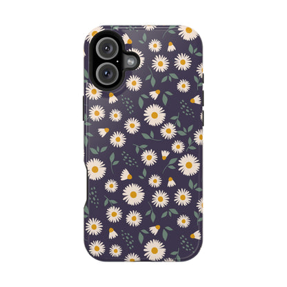 Midnight Daisy MagSafe iPhone Case – Dark Navy Floral Design, Slim and Protective