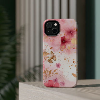 Blush Pink Floral Butterfly - MagSafe iPhone Case