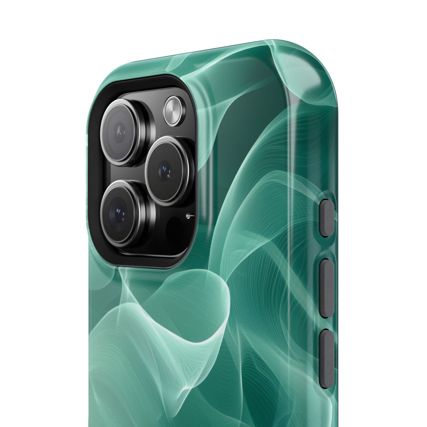 Emerald Flow MagSafe iPhone Case – Translucent Green Fabric-Inspired Design