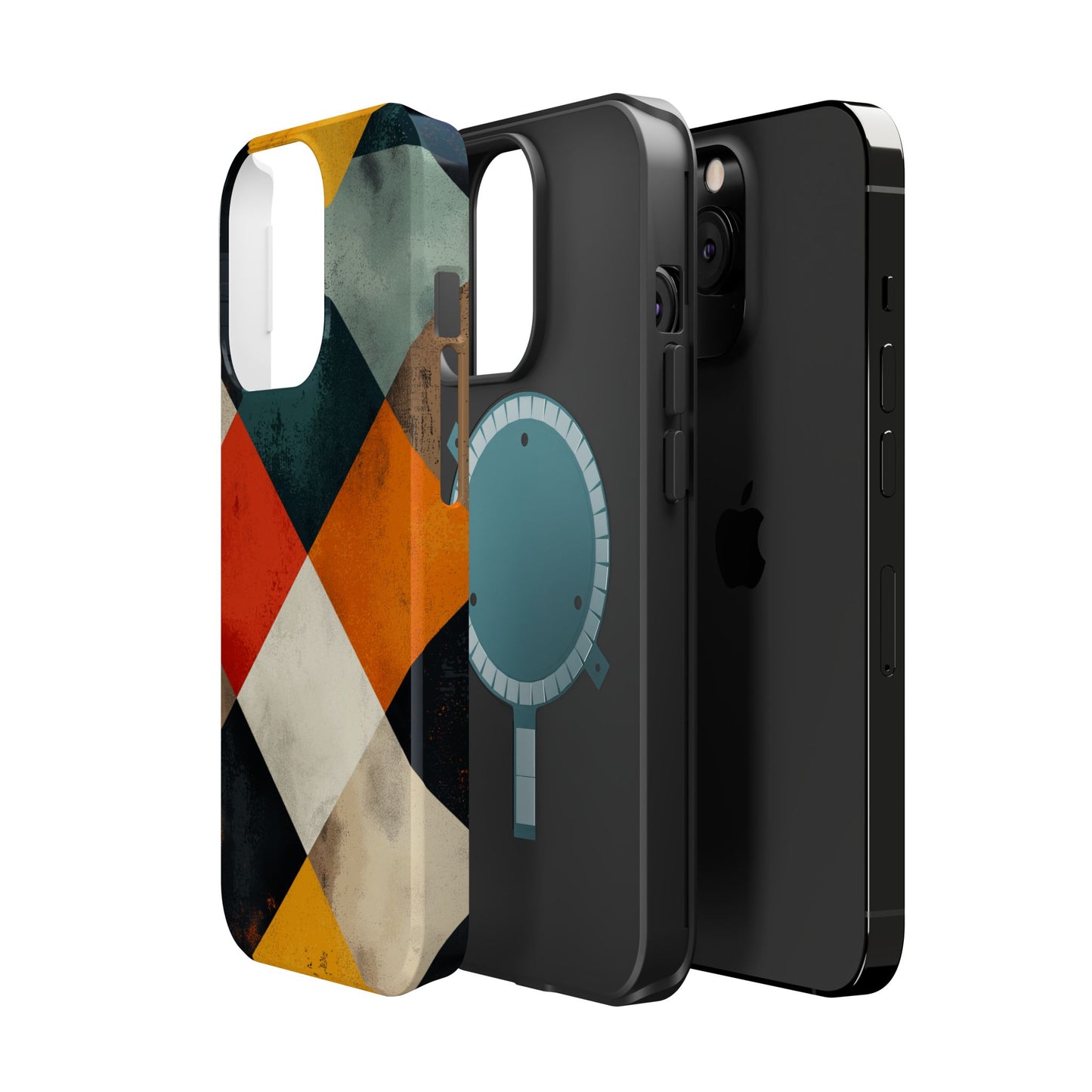 Geometric Retro MagSafe iPhone Case - Colorful Checkered Protective Cover